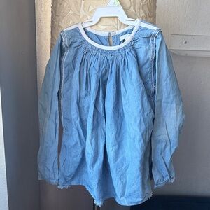Chloe Blue chambray bohemian Long Sleeve Kids Blouse